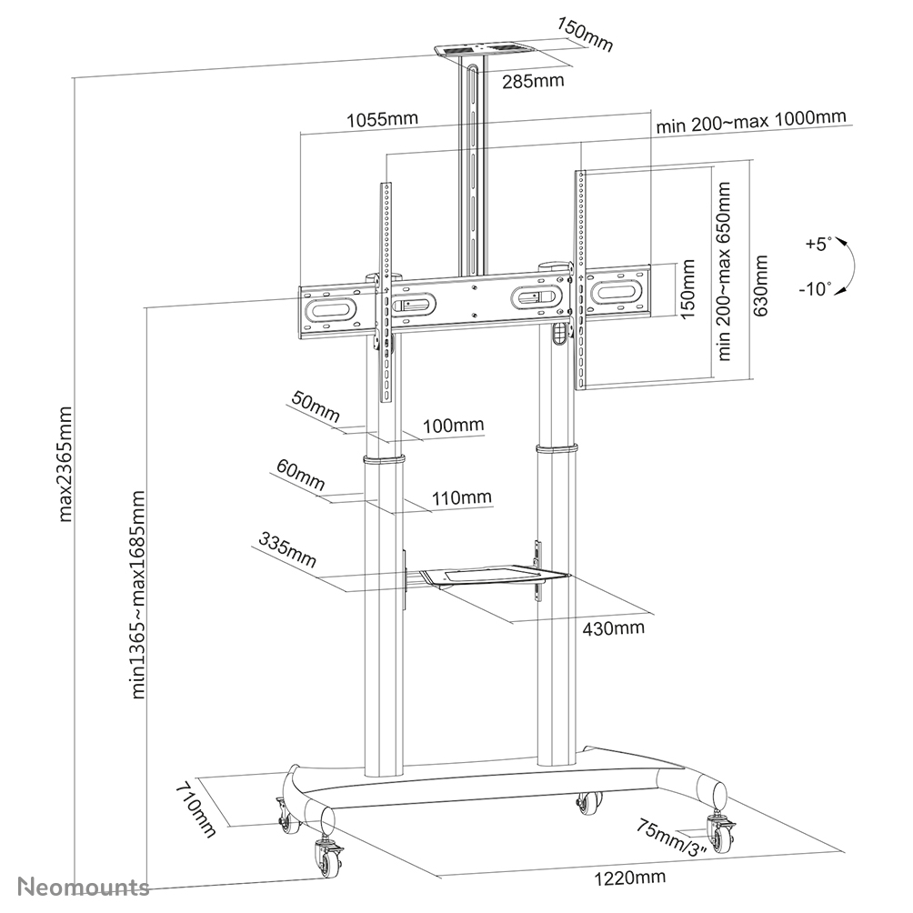 Neomounts PLASMA-M1950E TV-Trolley 60-100"